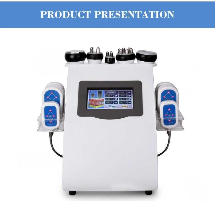 Portable 6 in 1 RF Vacuum Cavitation Slimming Machine with Lipolaser Pads